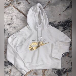 Nike White Hoodie with Metallic Logo